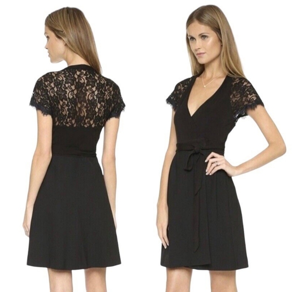 Diane Von Furstenberg DVF Elizabeth Black Lace Wrap Dress Fifty Shades Darker - Picture 1 of 10